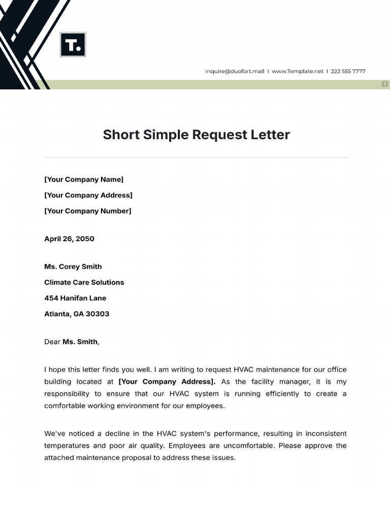 Request Letter For Recommendation Template | PDF