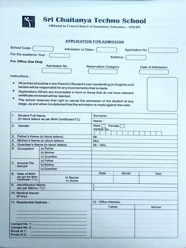 School Admission Application Form | PDF