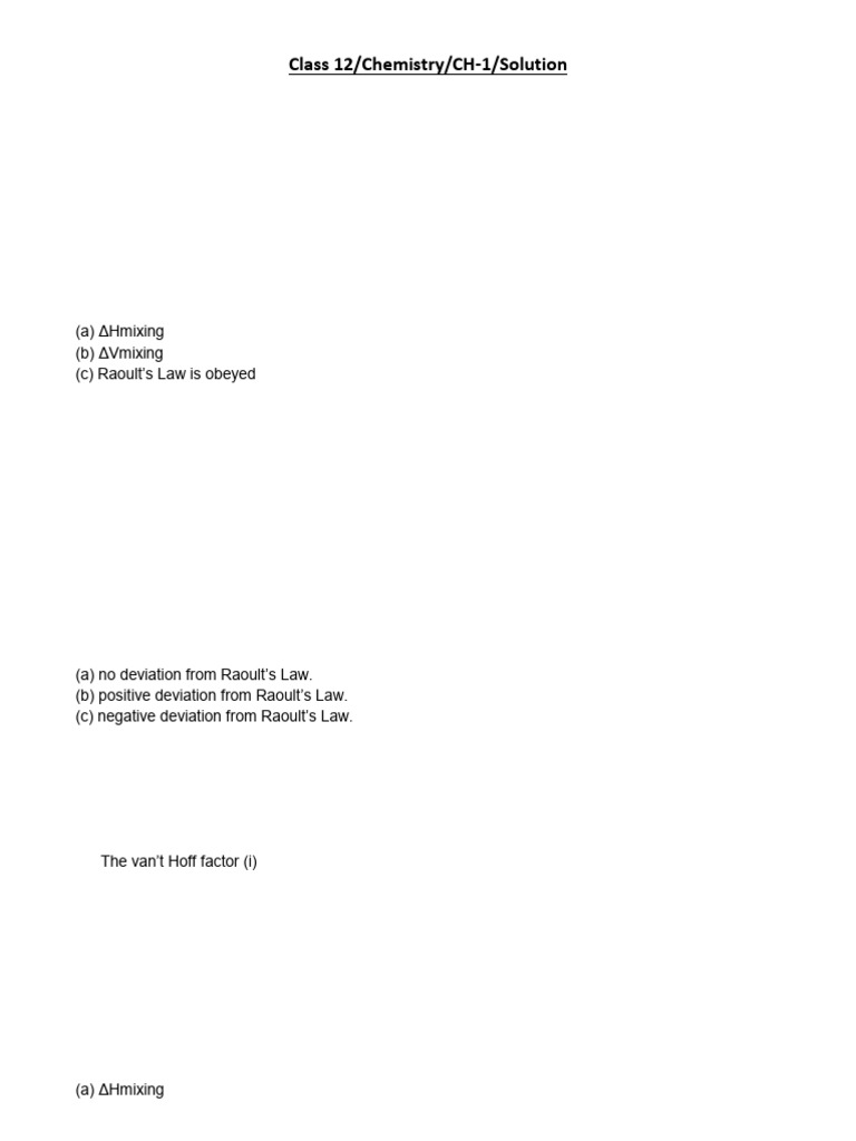 Class 12 Chemistry Solutions Guide | PDF | Chemistry | Physical Chemistry