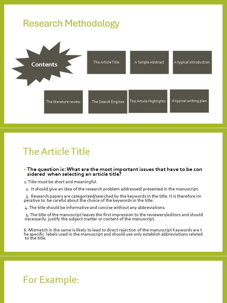 Research Methodology: The Article Title A Simple Abstract A Typical ...