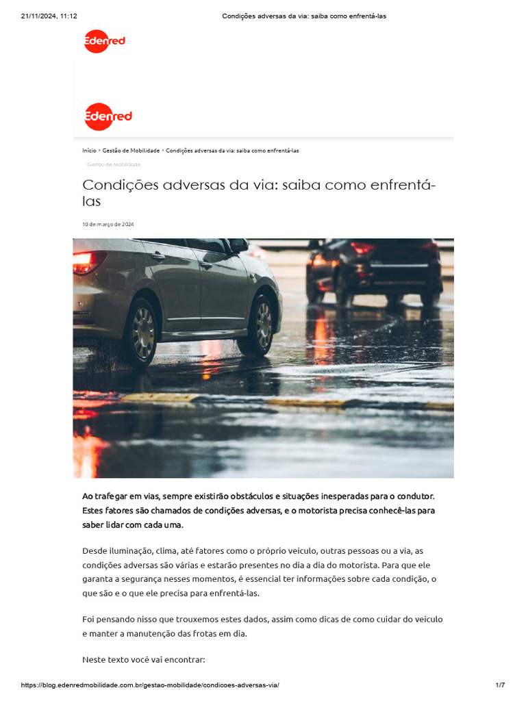 Enfrentando Condições Adversas na Via | PDF | Tráfego | Dirigir