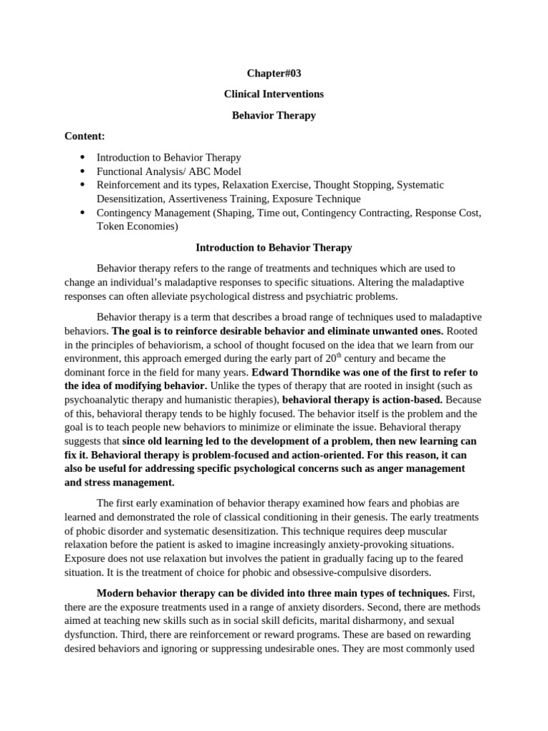 Behavior therapy pdf behaviour therapy reinforcement