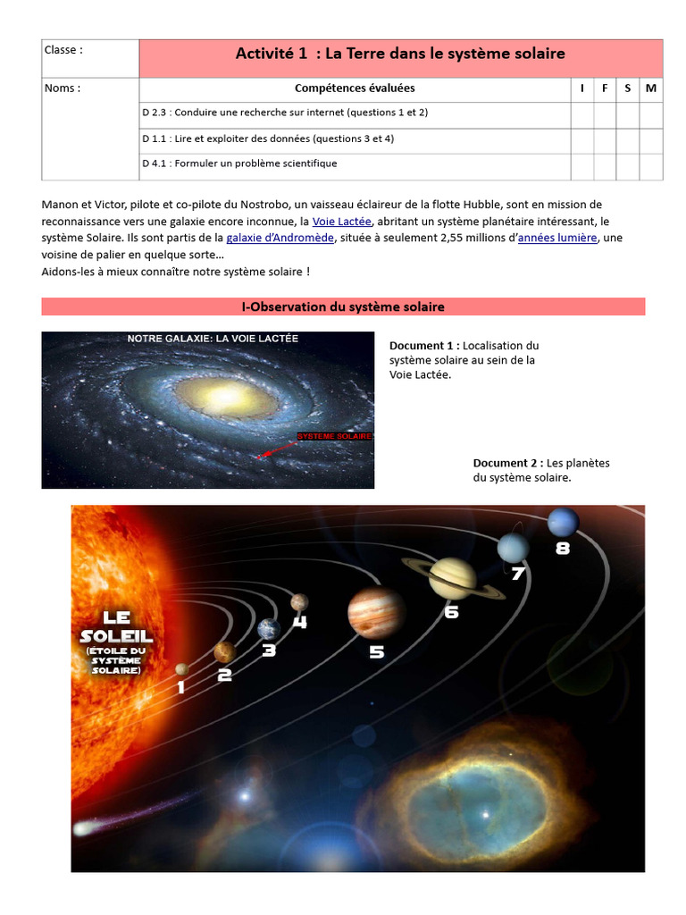 La Terre et le système solaire CM1 | PDF | Système solaire | Planètes