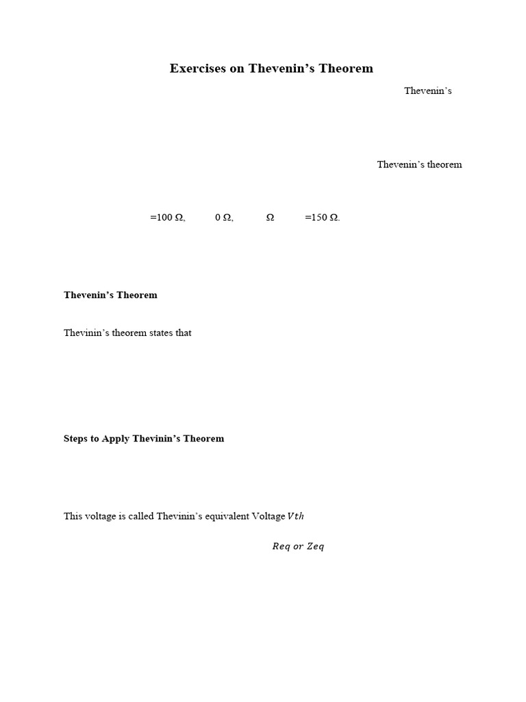 Thevenin's Theorem Lab Exercises | PDF | Computer Engineering ...