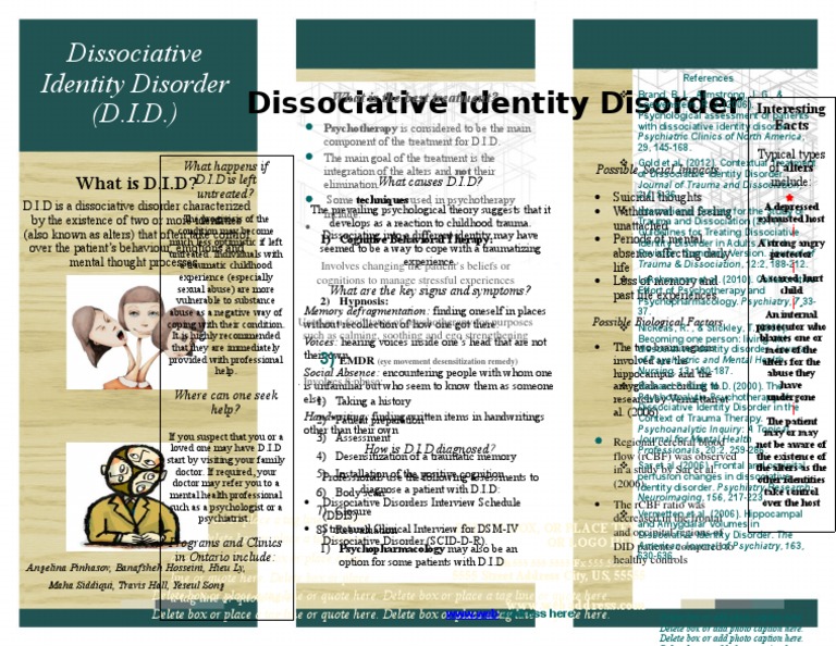 D.I.D Brochure | PDF | Psychological Trauma | Dissociation (Psychology)