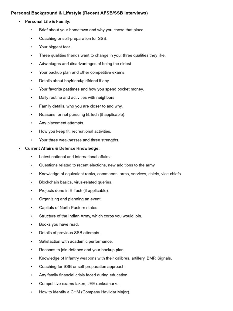 SSB Interview Preparation Insights | PDF