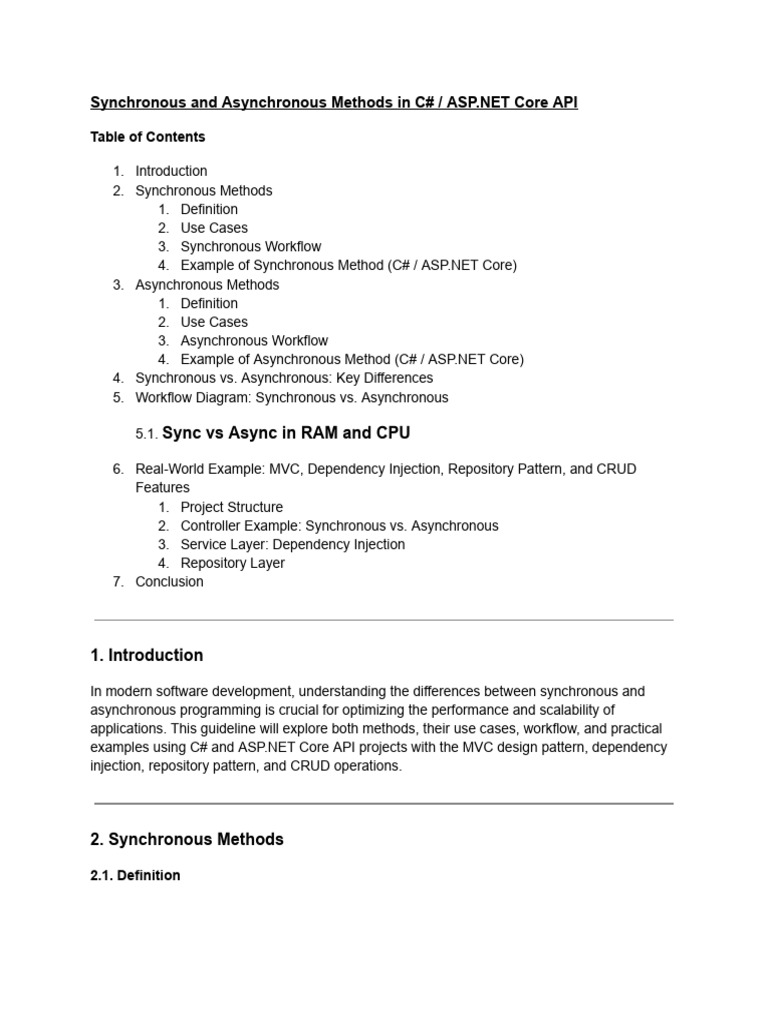 Synchronous and Asynchronous Methods - HSM | PDF | Thread (Computing ...