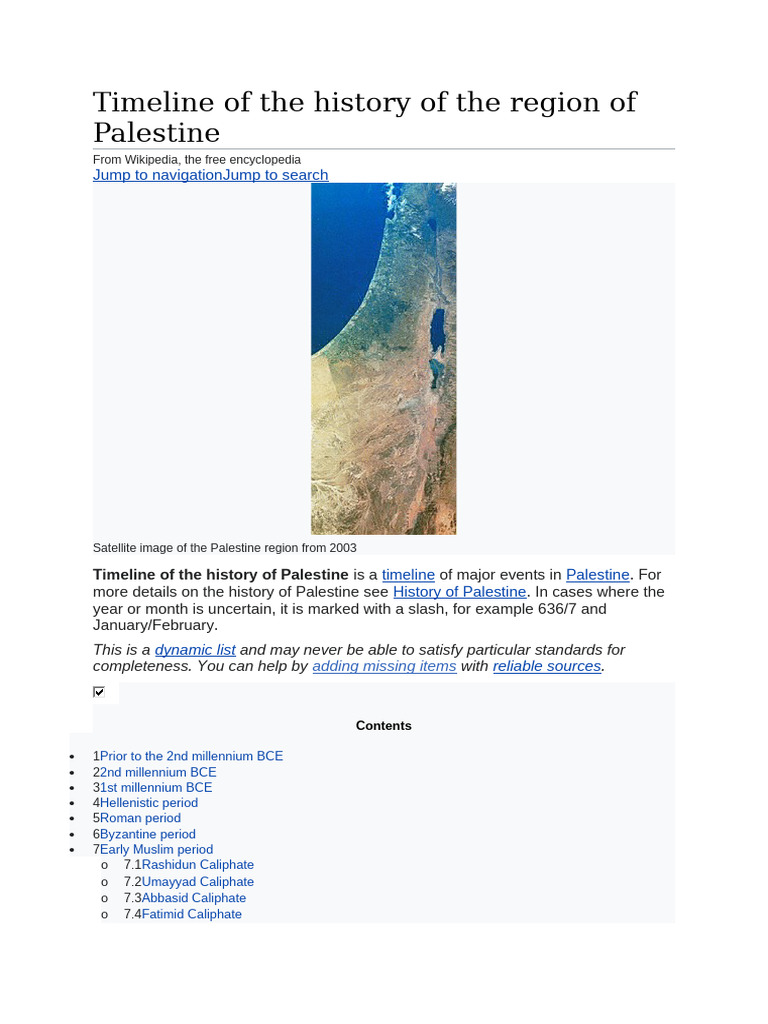 Timeline of Palestine's History | PDF | Israel | World Politics