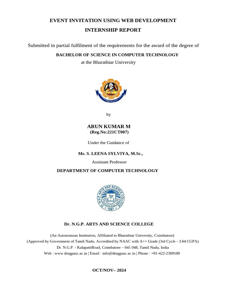 Web Development Internship Report | PDF | World Wide Web | Internet & Web