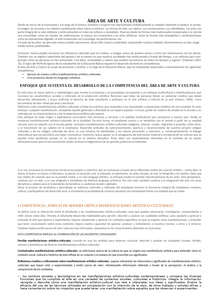 Importancia del Arte y Cultura en Educación | PDF | Enseñando ...