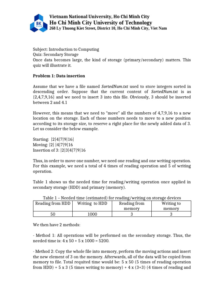 Computing Quiz: Secondary Storage Challenges | PDF | Computer Data ...