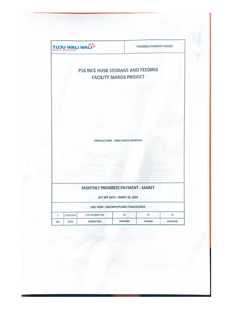 MC 06 Maret 2024 P16 Rice Husk Storage and Feeding Facility Maros | PDF