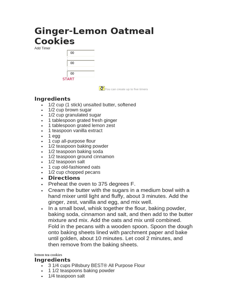 lemon cookies | PDF | Teaspoon | Baking