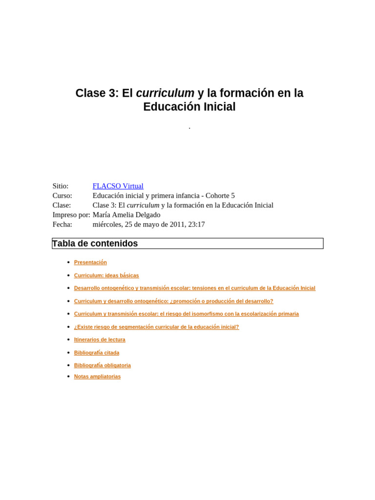Curriculum en Educación Inicial: Análisis y Reflexiones | PDF | Plan de ...