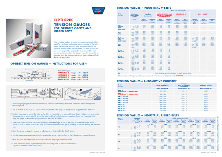 Optikrik Tension Gauge Instructions | PDF | Belt (Mechanical ...