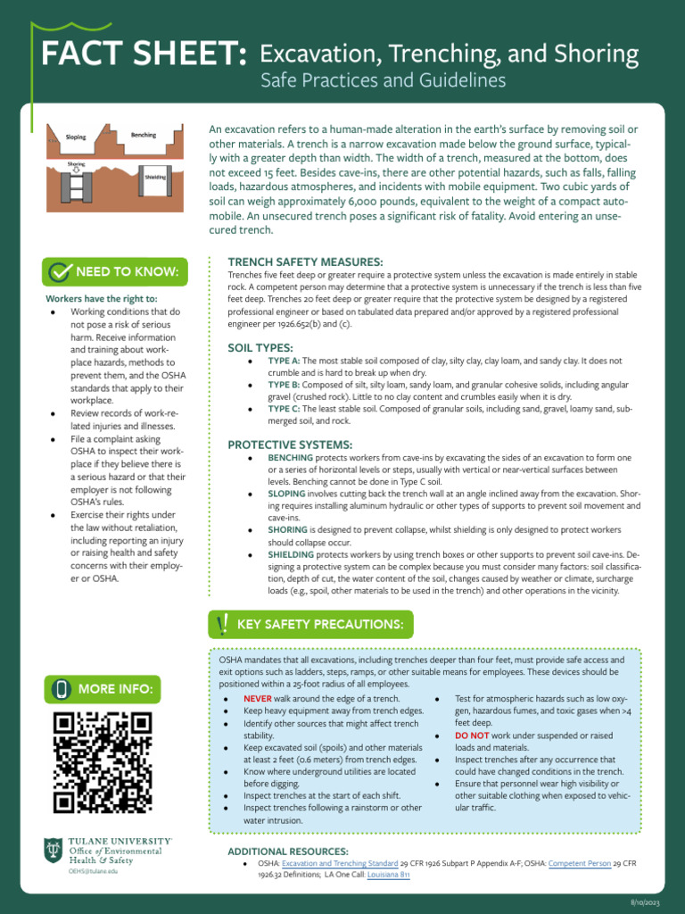 Trench Safety Guidelines and Practices | PDF | Occupational Safety And ...