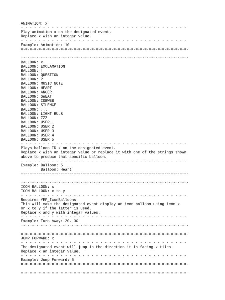 RPG Maker Event Movement Commands | PDF | Rounding | Software Engineering