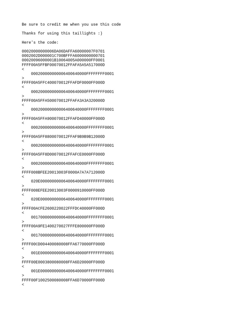 Taillight Code Instructions and Credits | PDF