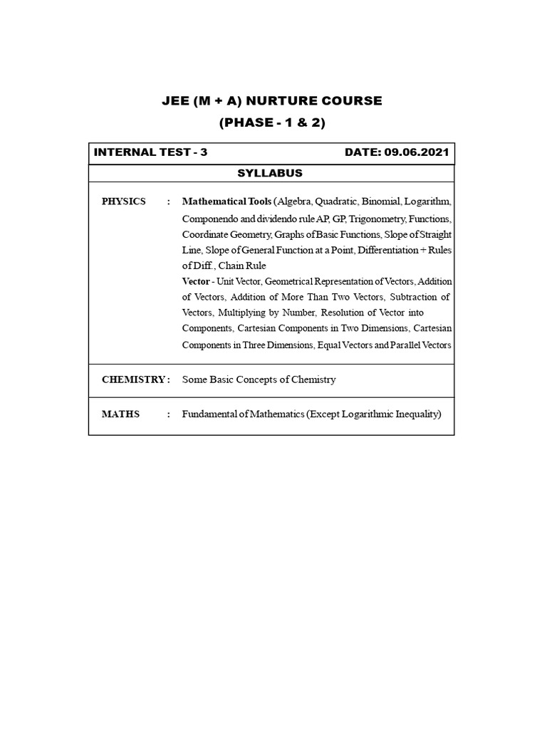 JEE Nurture Course Test 3 Solutions | PDF | Mole (Unit) | Chemistry
