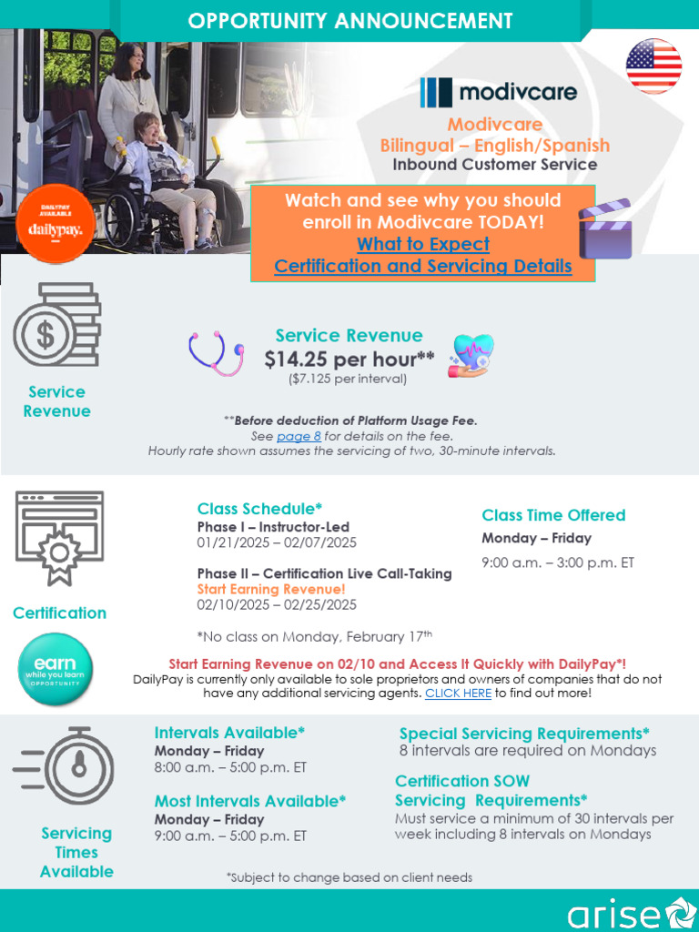 Oppt ID XXXXX - Modivcare Bilingual - 6 Hour - Service Partner - 01.21. ...