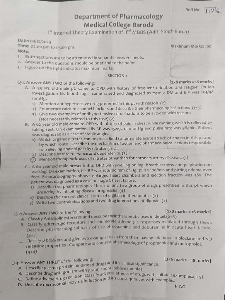 1st Internal 2nd Year Paper Aditi Singh Batch | PDF