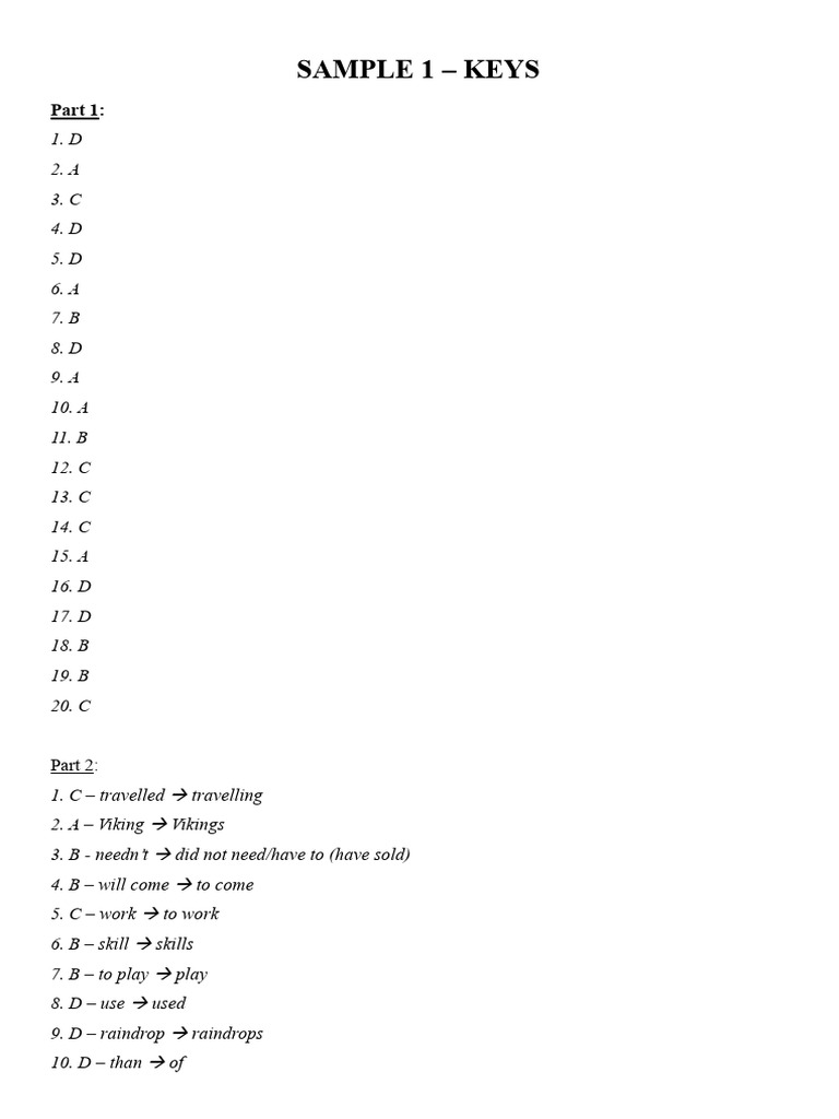 SAMPLE 1 - Keys | PDF