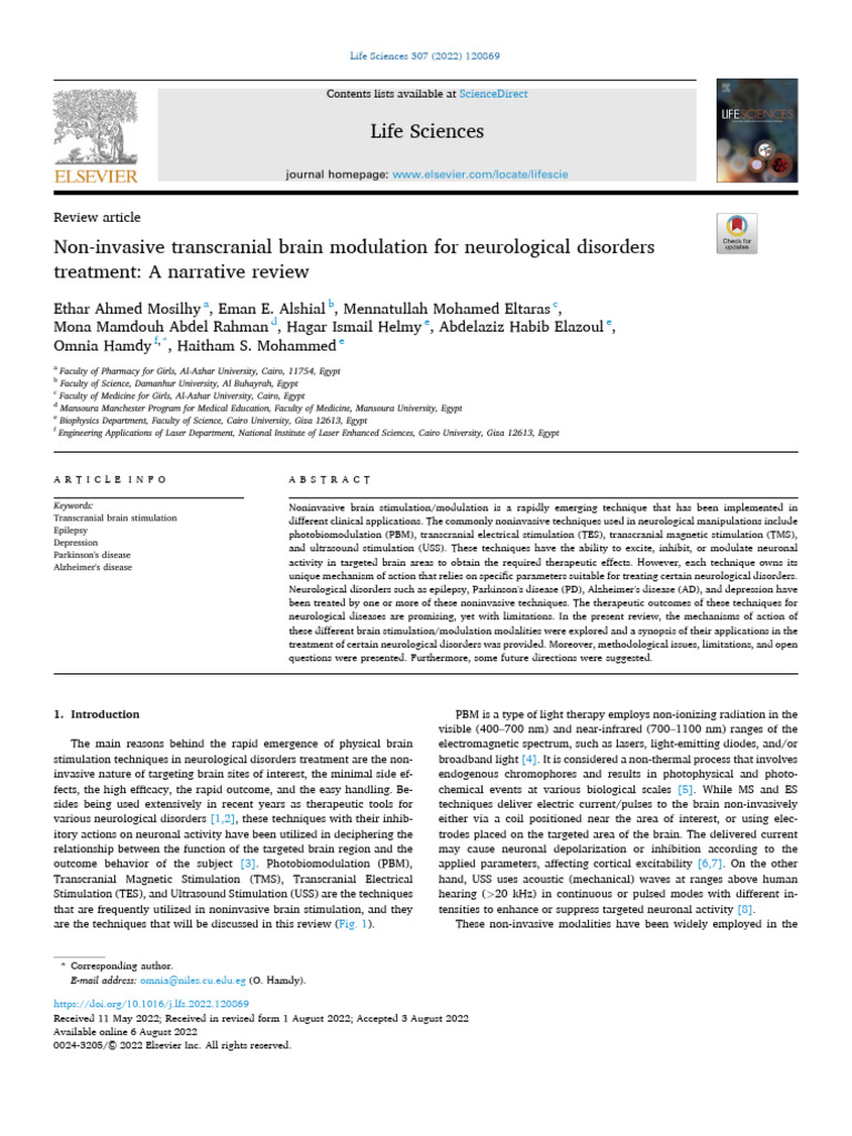 Non Invasive Transcranial Brain Modulation for Neurological Di 2022 ...