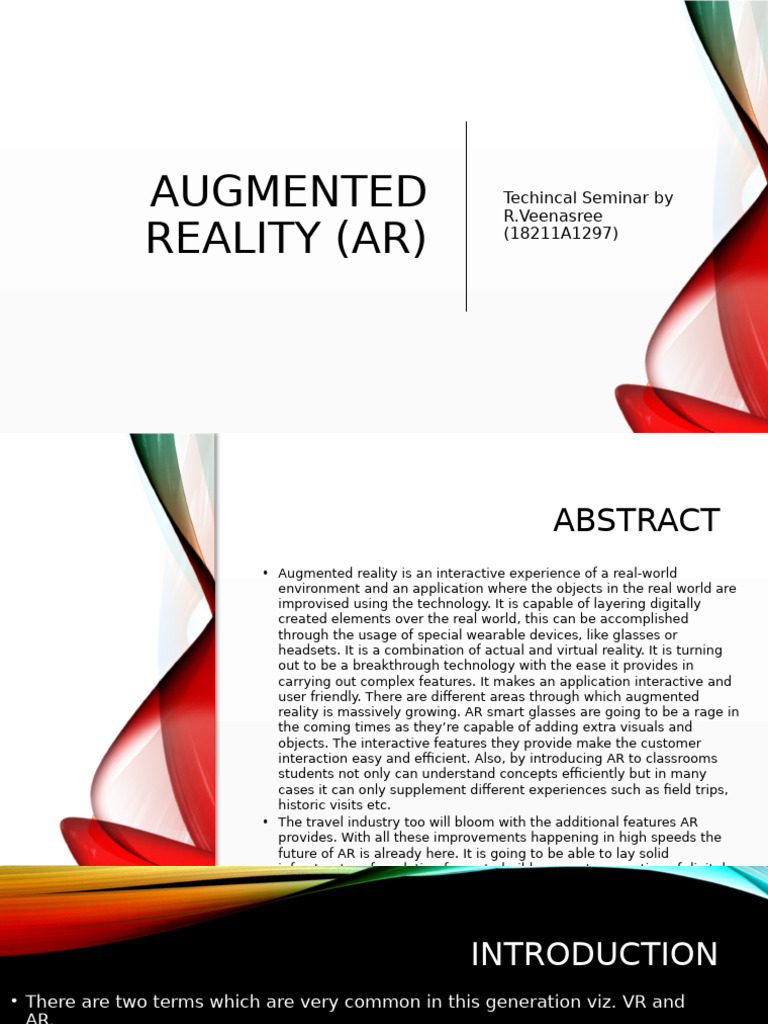 Augmented Reality Seminar Overview | PDF | Augmented Reality | Virtual ...