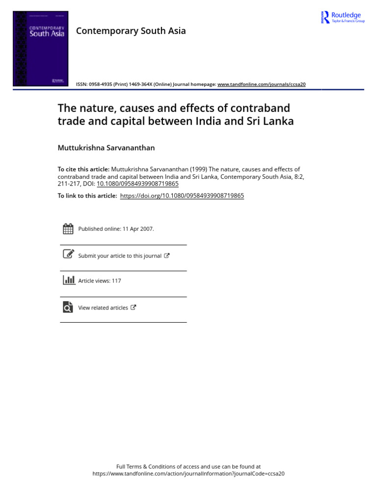 Contraband Trade Between India and Sri Lanka | PDF | Sri Lanka | Trade
