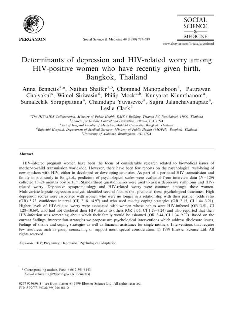 Determinants of Depression and HIV Relat | PDF | Shame | Hiv/Aids