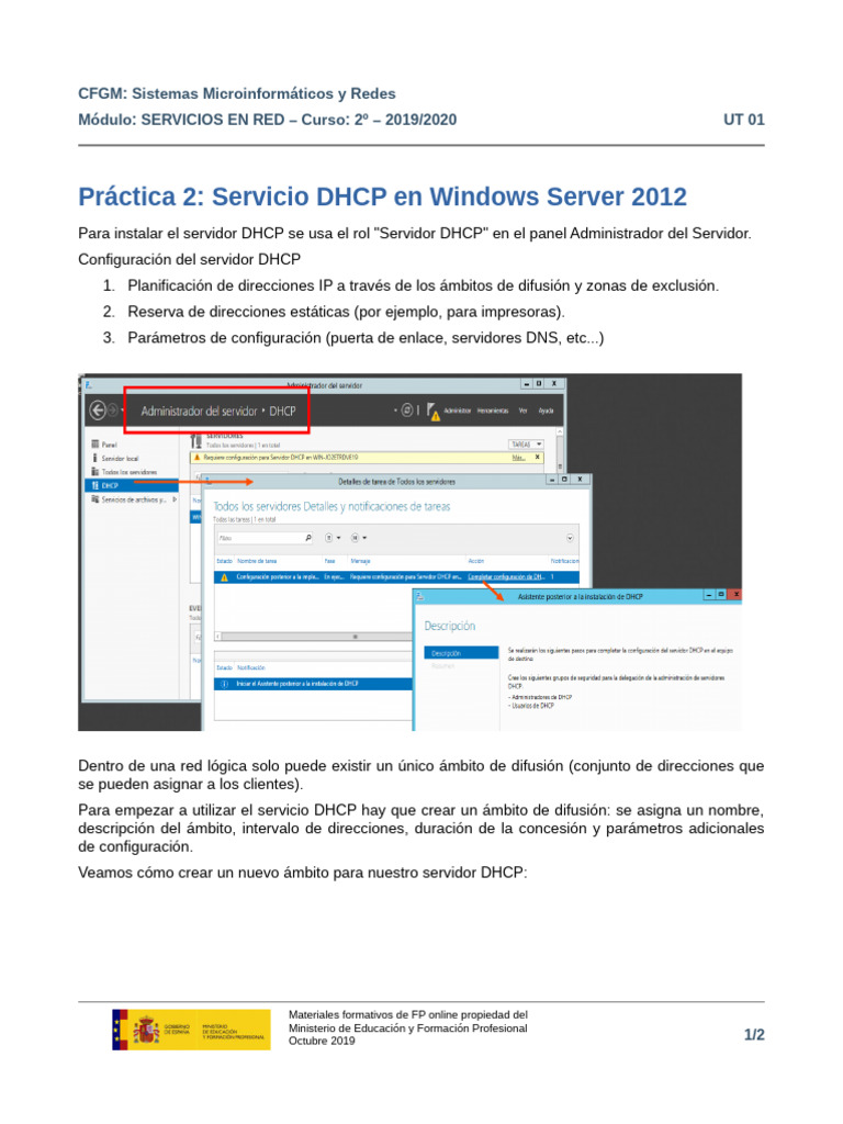 Configuración de DHCP en Windows Server | PDF
