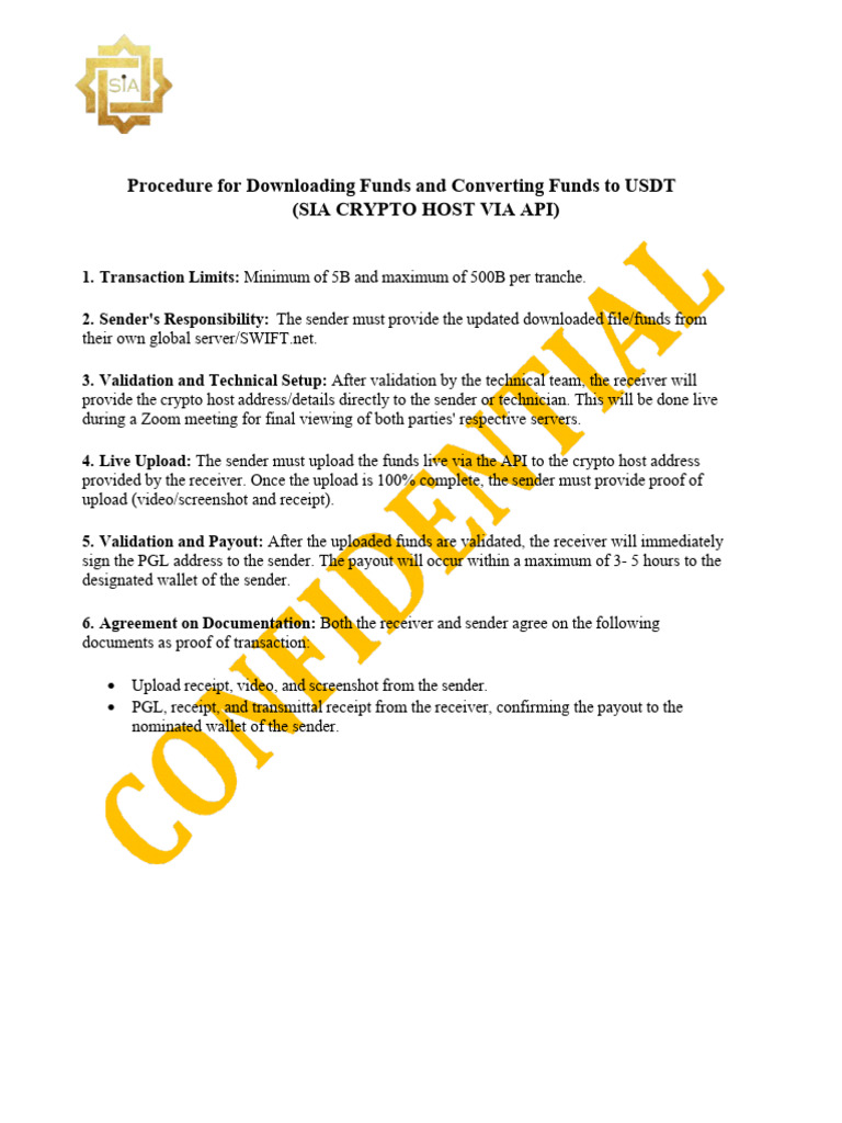 Procedure For DF & CF To Usdt Edited | PDF