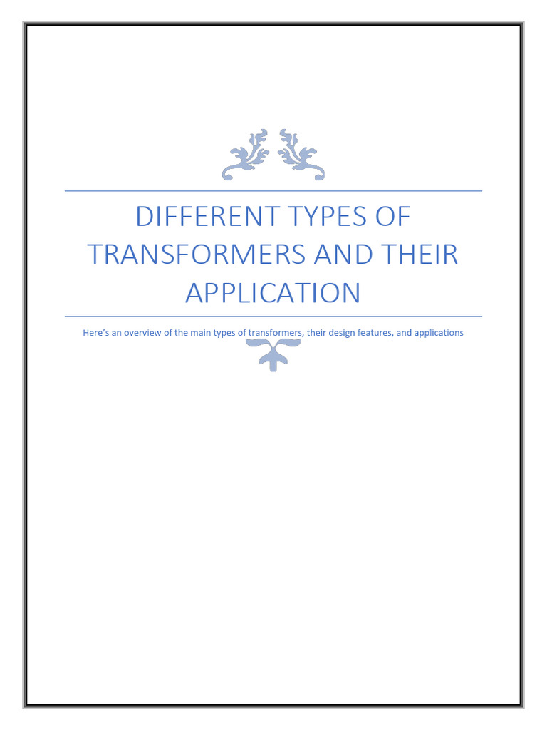 Transformer Types and Applications | PDF | Transformer | Electric Power ...