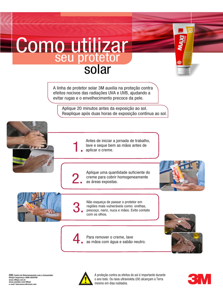 Como Usar Protetor Solar 3M Corretamente | PDF