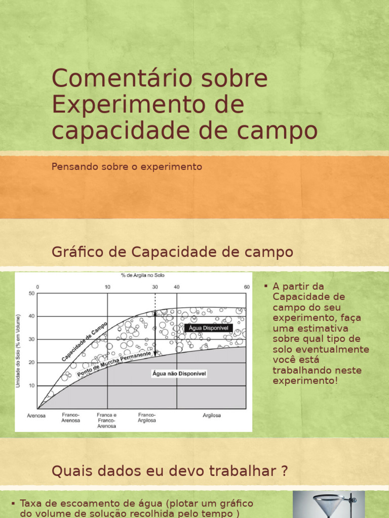 Experimento de Capacidade de Campo do Solo | PDF | Solo | Agricultura