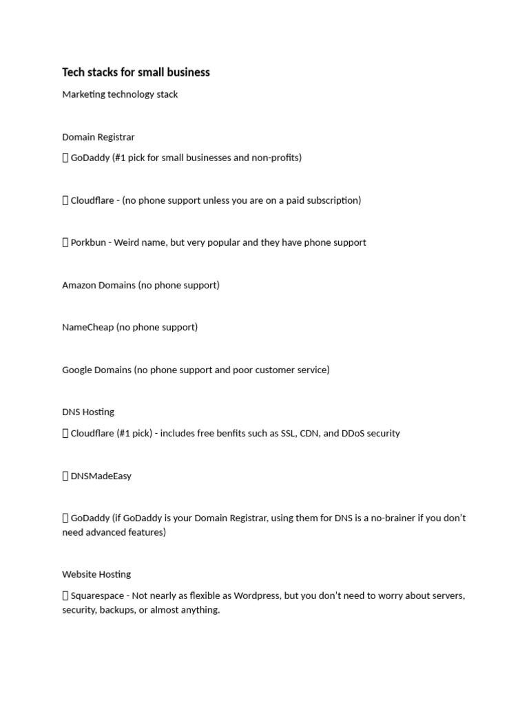 Tech Stacks for Small Business | PDF | Software | Web 2.0
