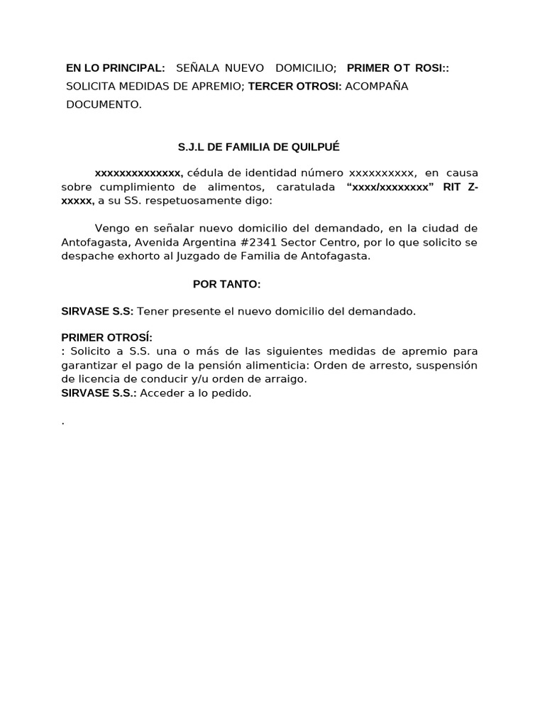 Nuevo Domicilio de La Contraparte | PDF