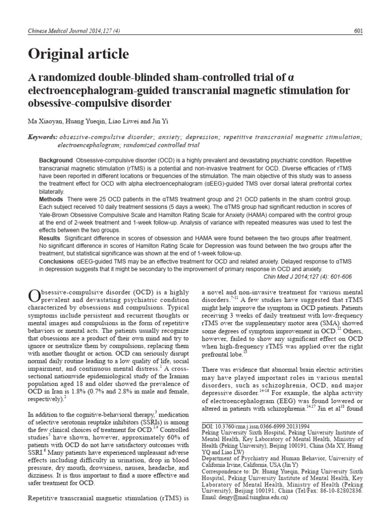 A Randomized Double Blinded Sham Controlled Trial.1 | PDF | Obsessive ...