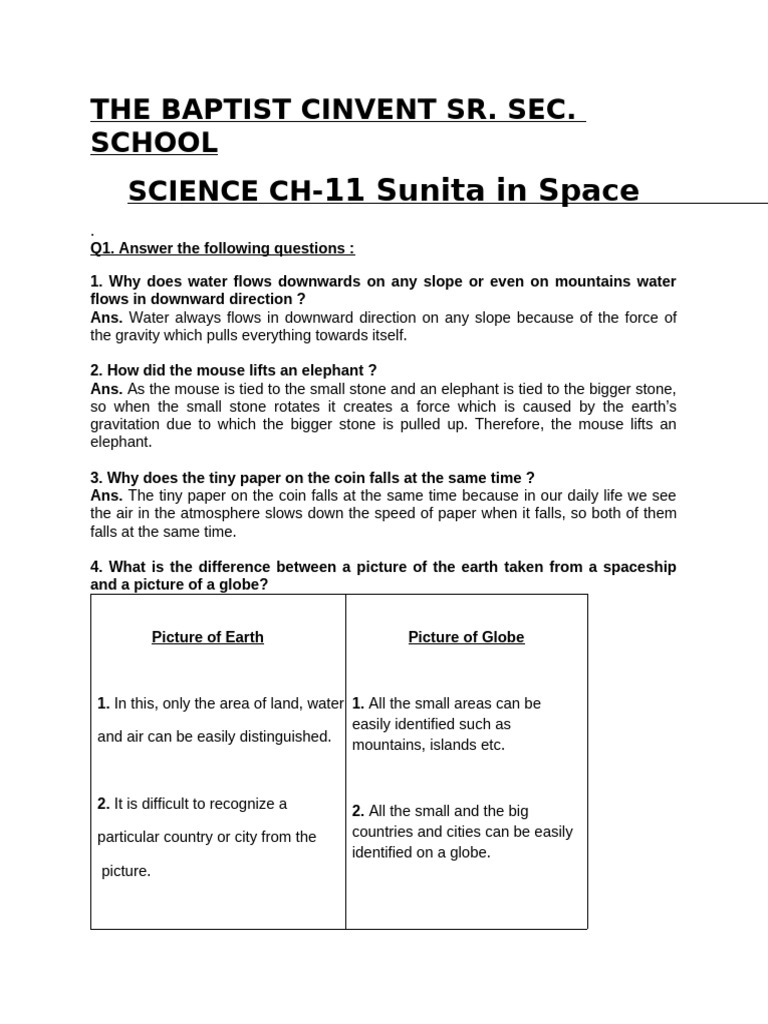 Science CH 11 Sunita in Space 20191119084852077 | PDF