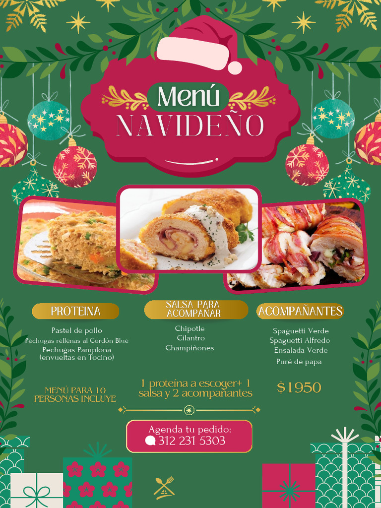 Menú Christmas Navideño Clásico Rojo y Verde.pdf | PDF