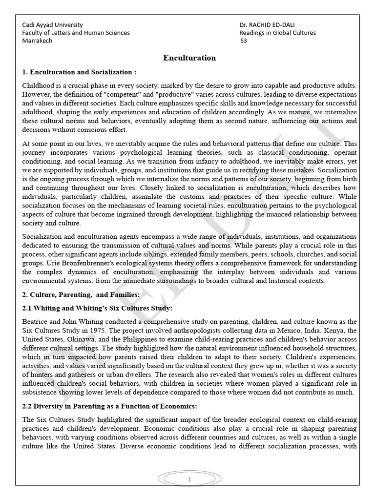 Enculturation | PDF | Parenting | Bullying