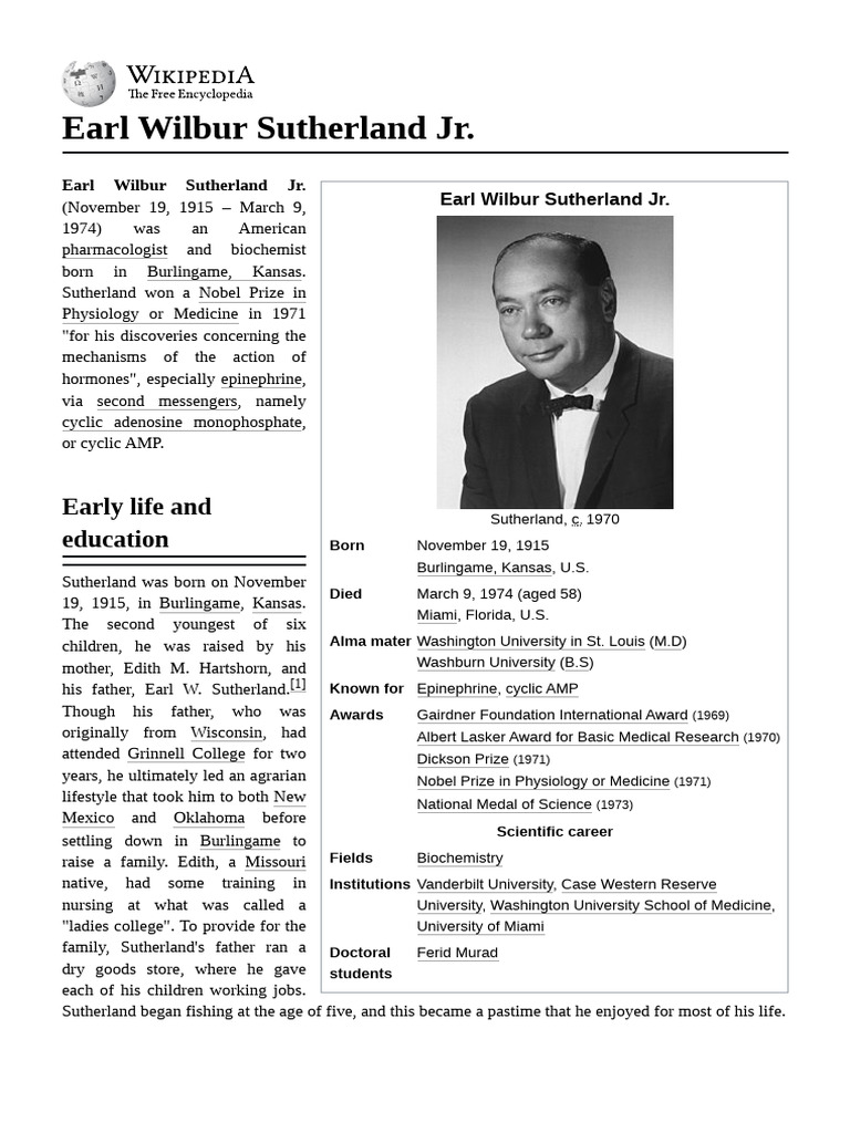 Earl_Wilbur_Sutherland_Jr. PDF Biochemistry Chemistry