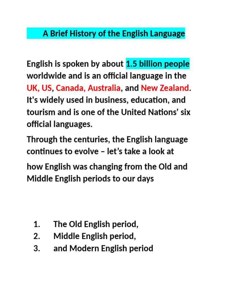 A Brief History of The English Language | PDF