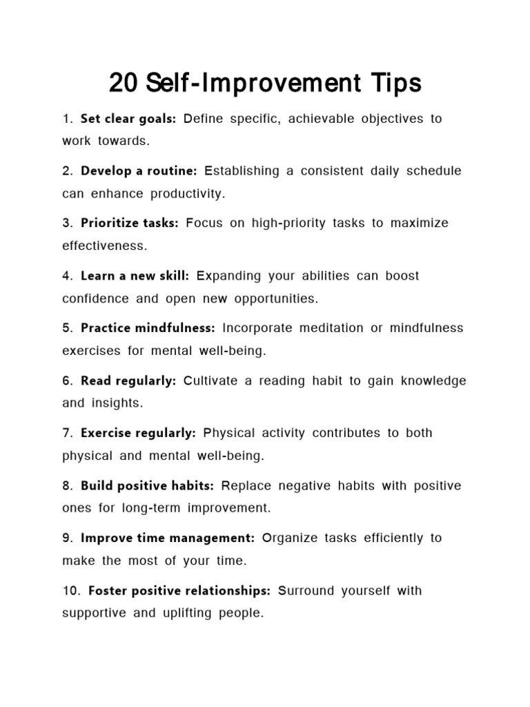 20 Self-Improment | PDF