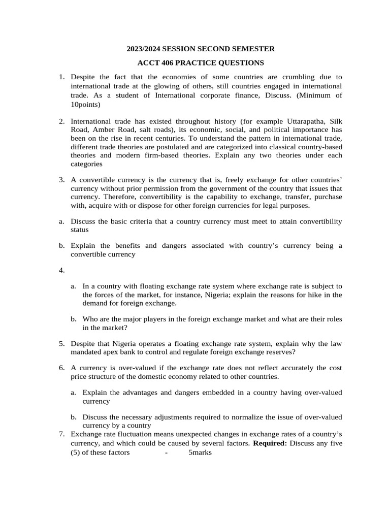 Exchange Rate Practice Questions | PDF | Exchange Rate | Currency