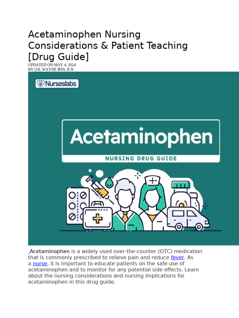 Acetaminophen Nursing Guide & Education | PDF | Diseases And Disorders ...