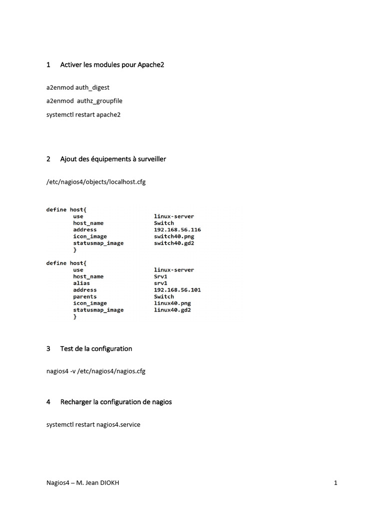 Configuration et Surveillance de Nagios4 | PDF