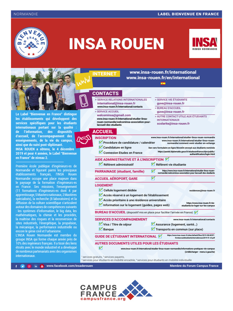 Accueil des étudiants à INSA Rouen | PDF