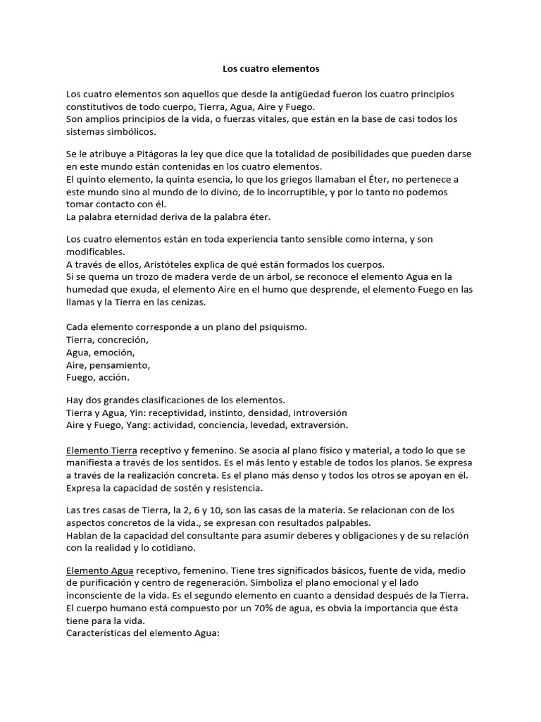 Los Cuatro Elementos y su Simbolismo | PDF | Incendios | Pensamiento