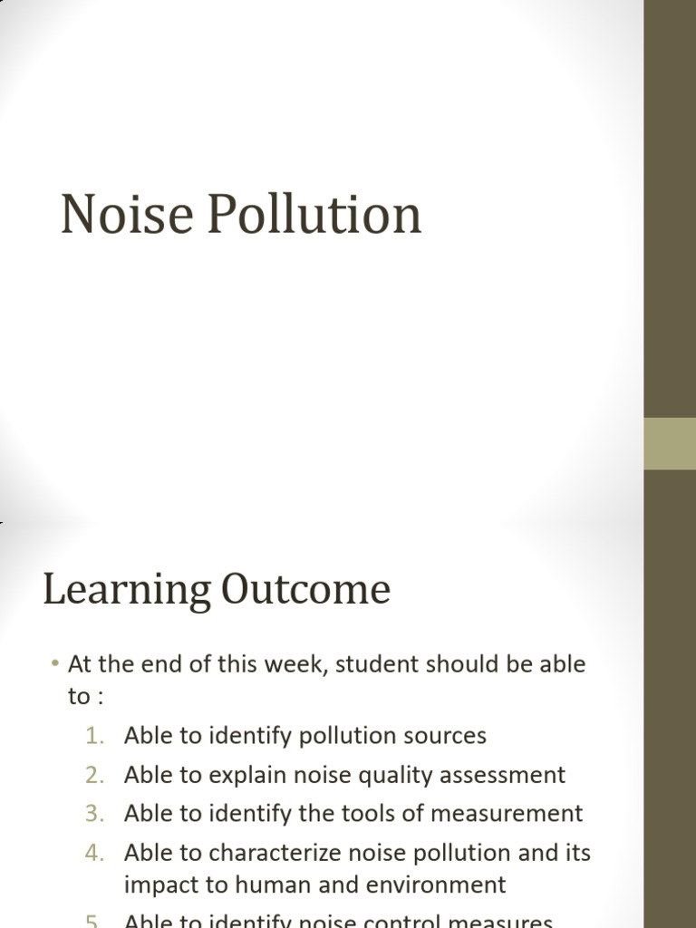 Topic 4 Chapter 6 Noise Pollution Pdf Noise Sound